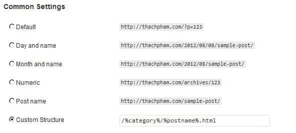 Tùy chỉnh permalinks cho WordPress