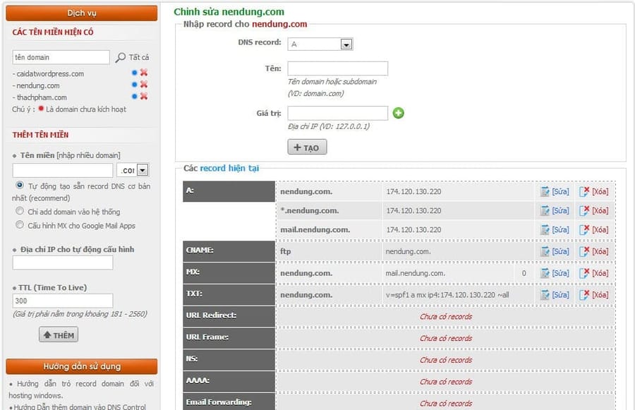 quản lý domain tại Cpanel.com.vn