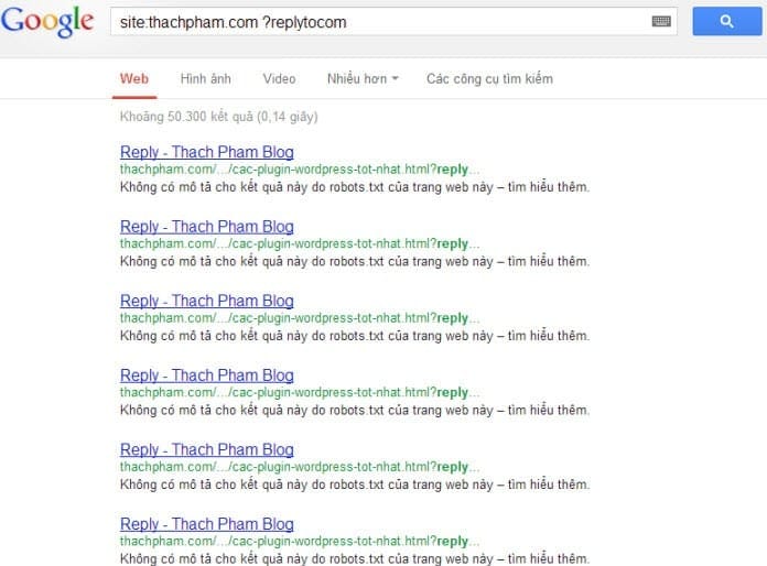 replytocom được Google index