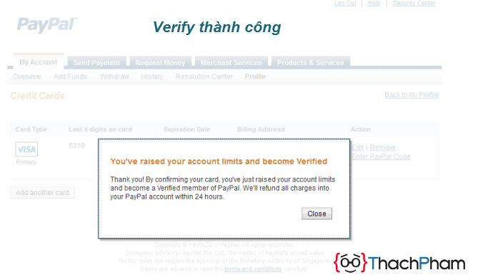 Verify tài khoản PayPal