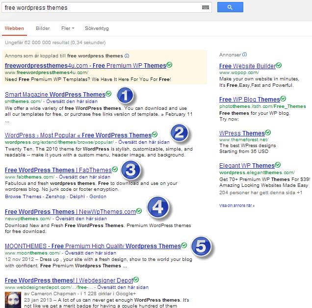 Tìm theme WordPress trên Google