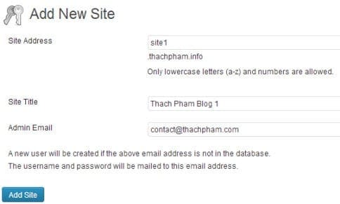 Tạo blog con trong WordPress Multi User