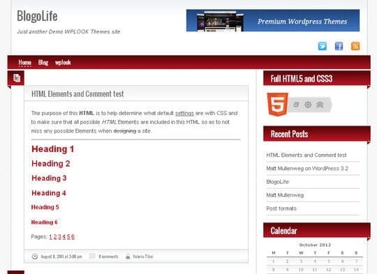 Theme blog hỗ trợ HTML5