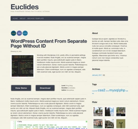 Theme dành cho site tutorial