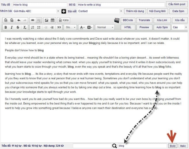 Tự bôi đậm từ khóa với Pro Copywriter