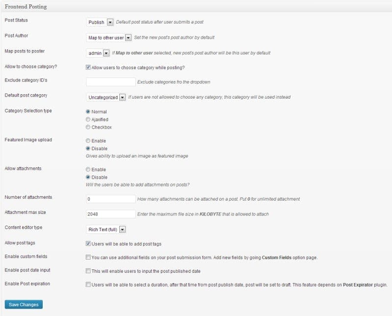 Cài đặt Frontend Posting