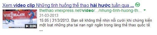 Hiển thị video trên Google