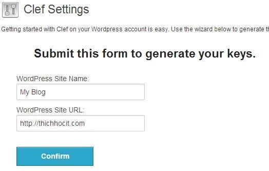 Kích hoạt Clef cho WordPress