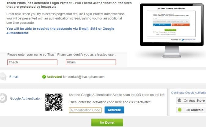 Kích hoạt User sử dụng Login Protected