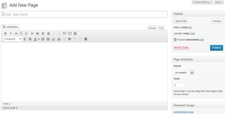 Tính năng Page trong WordPress
