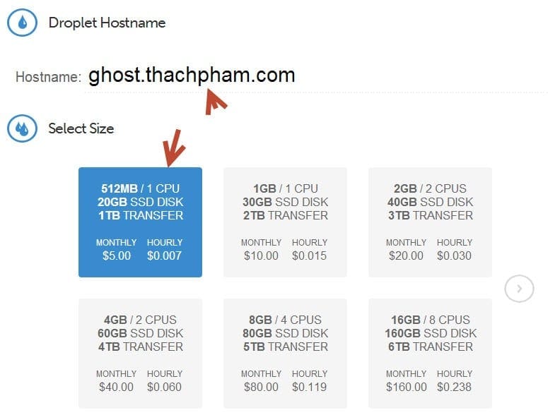 Tạo droplet DigitalOcean