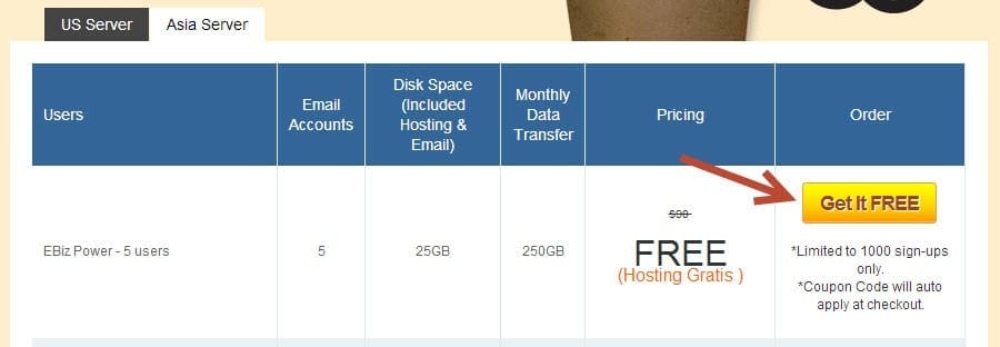 Exabytes miễn phí 1 năm