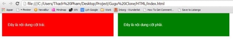 Kết quả chia cột bằng Semantic