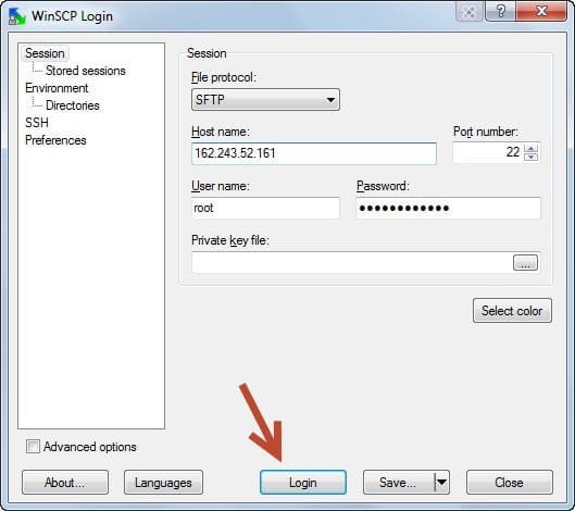 Đăng nhập VPS thông qua WINSCP