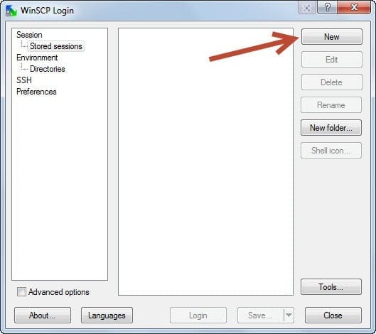 Khởi động WINSCP để đăng nhập VPS
