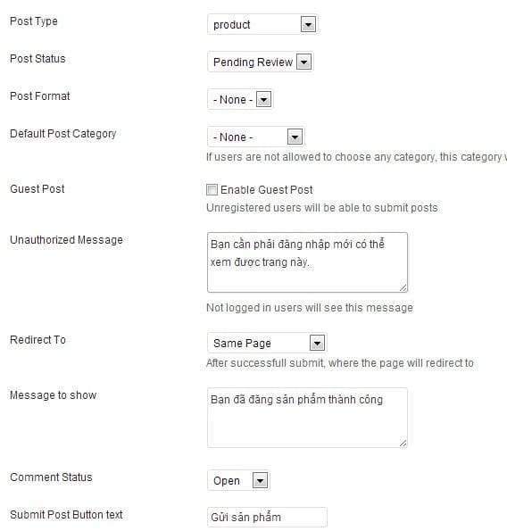 Tạo form đăng sản phẩm WOocommerce