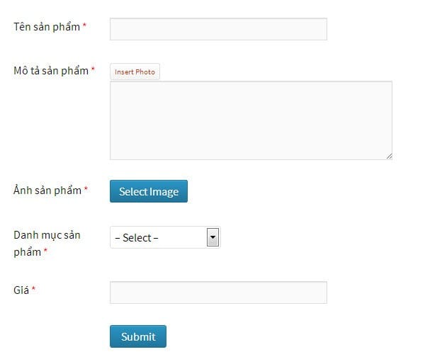 Tạo form đăng sản phẩm