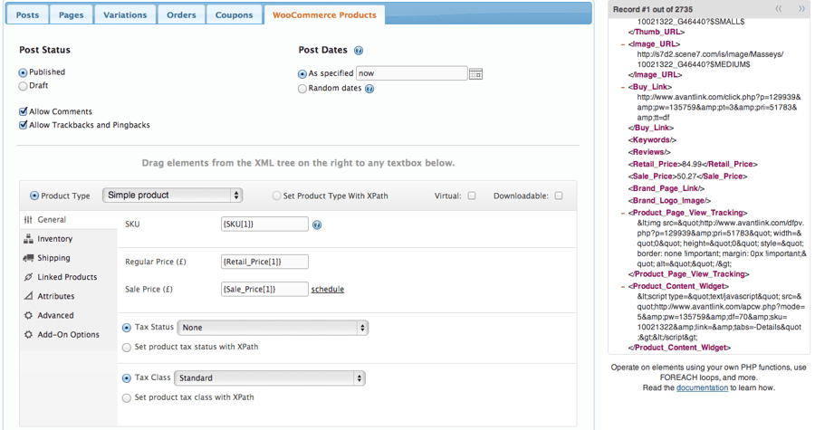 Import sản phẩm từ file XML và CSV