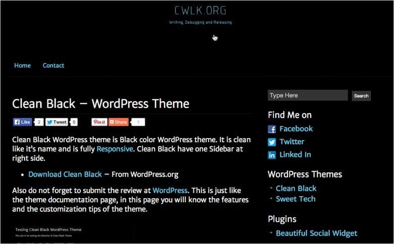 CleanBlack - Theme WordPress đen