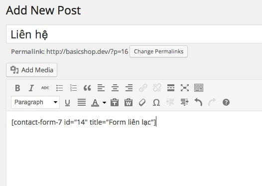 Chèn form liên hệ vào post/page
