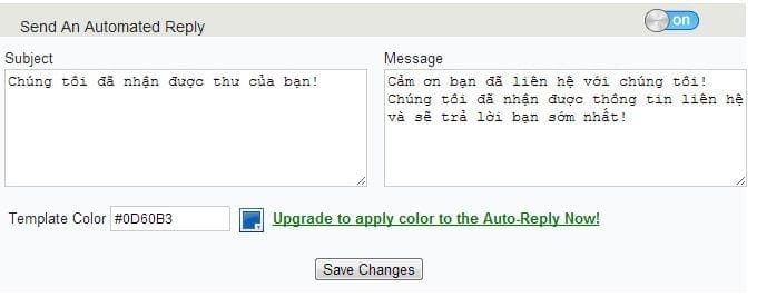 Tự động trả lời email cho người gửi liên hệ