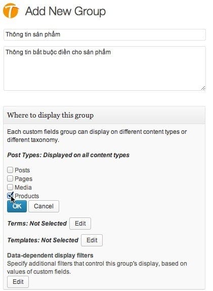Tạo custom fields cho sản phẩm