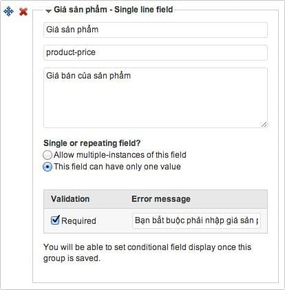 Tạo custom field cho sản phẩm