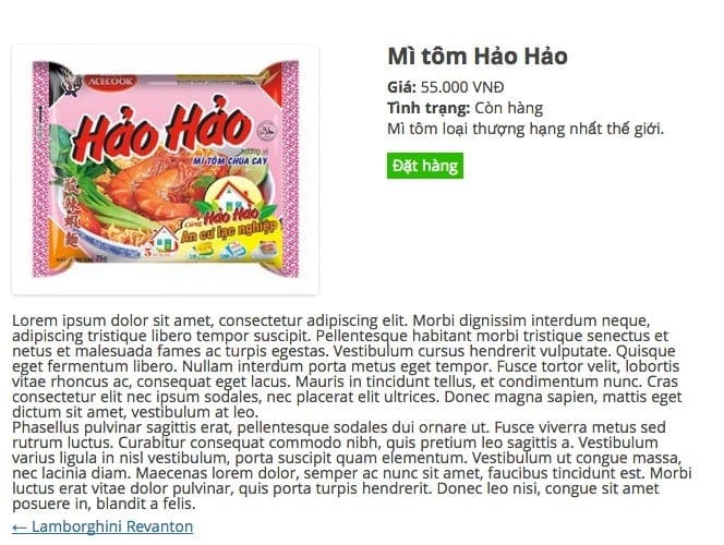 Trang thông tin chi tiết sản phẩm