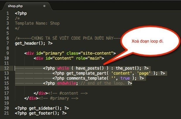 Xoá loop trong file shop.php