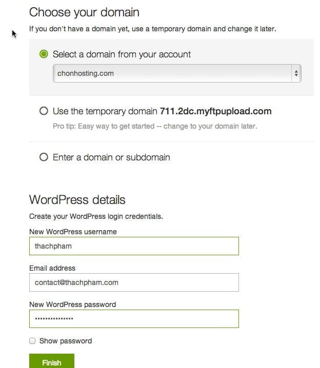 Cài đặt gói WP Managed Hosting