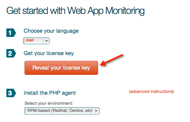 Lấy mã đăng ký NewRelic