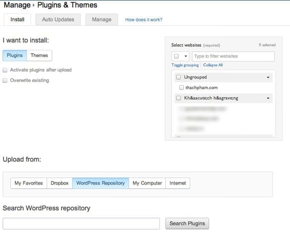 Cài plugin/theme lên nhiều website cùng lúc