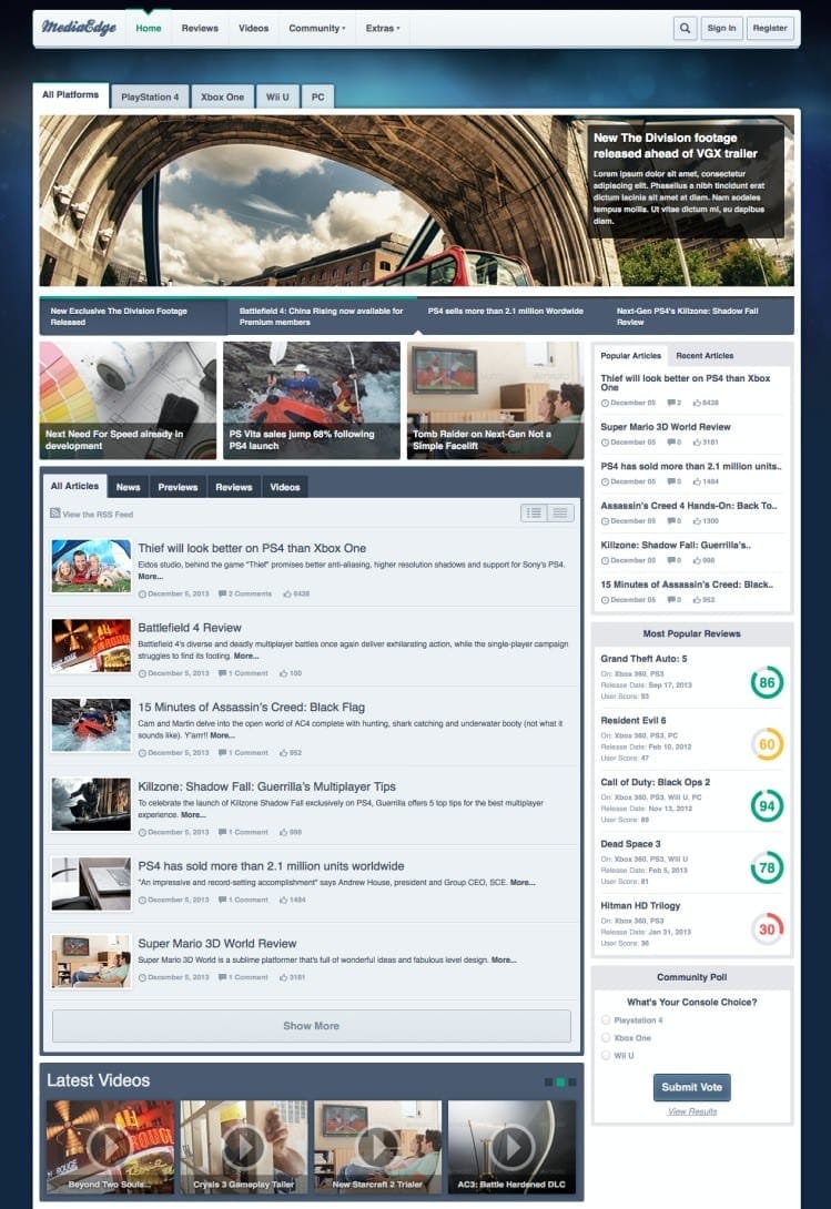 Theme tin tức sử dụng nhiều AJAX