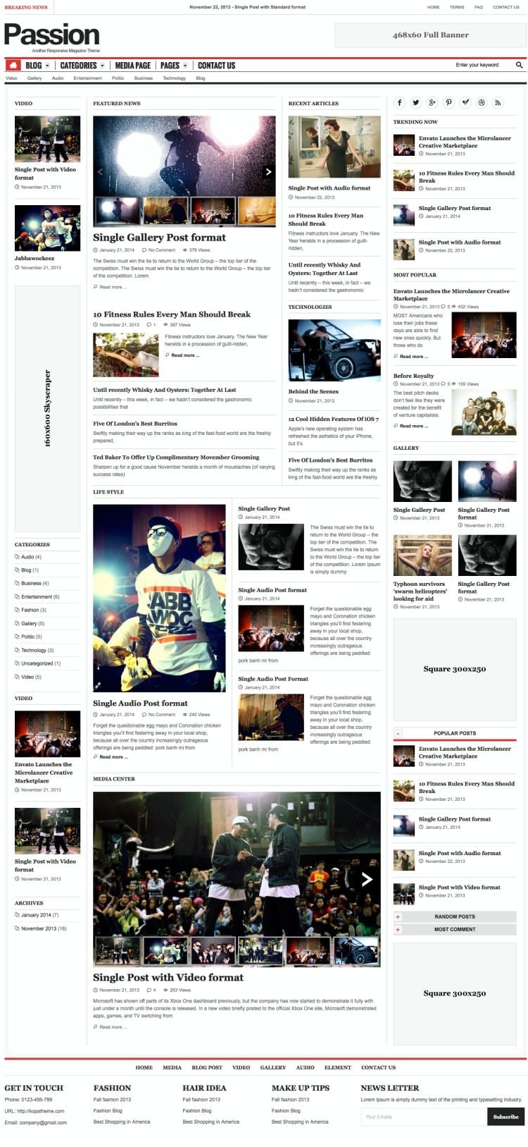 Passion - Theme tin tức hỗ trợ màn hình Retina