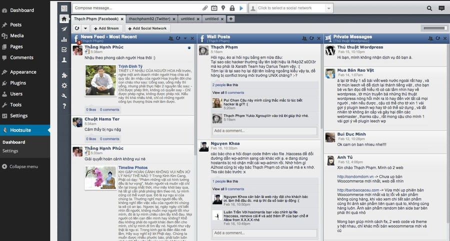 Hiển thị HootSuite trong WordPress