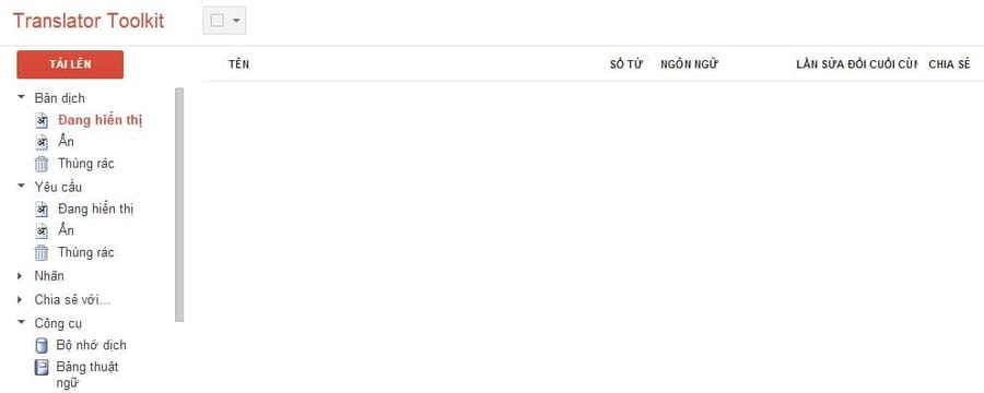 Giao diện Google Translate Toolkit