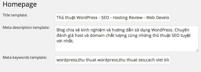 Viết Title và Description cho trang chủ trong plugin SEO by Yoast