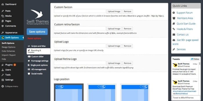 Theme option của SwiftThemes