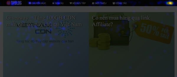 Tỷ lệ click lên featured content của Thachpham.com