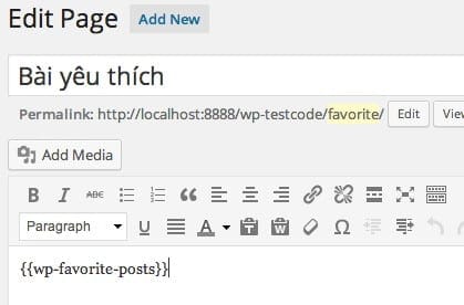 Tạo page hiển thị bài yêu thích