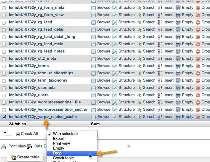 phpmyadmin-drop-table