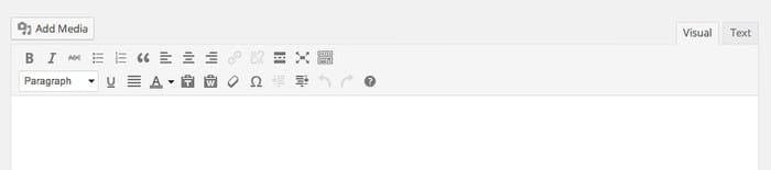Các nút bấm mặc định trong bộ soạn thảo của WordPress