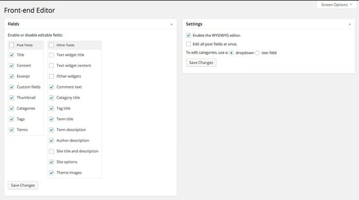 frontend-editor-settings