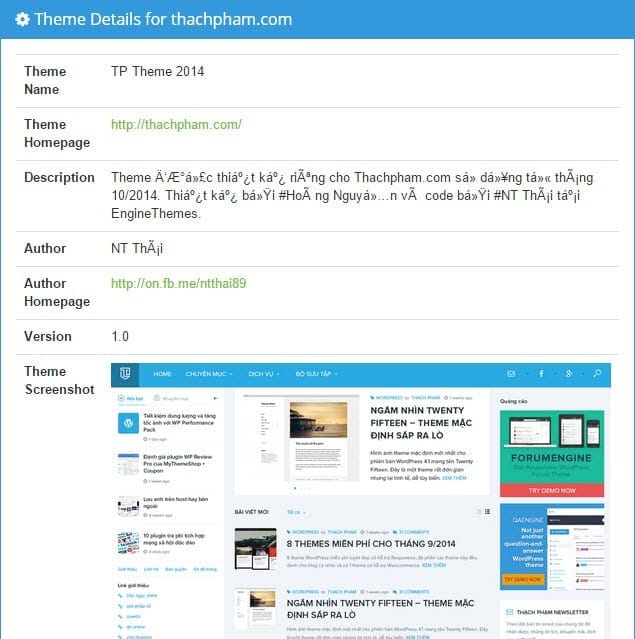 Cách tìm tên theme của một website nào đó đang dùng