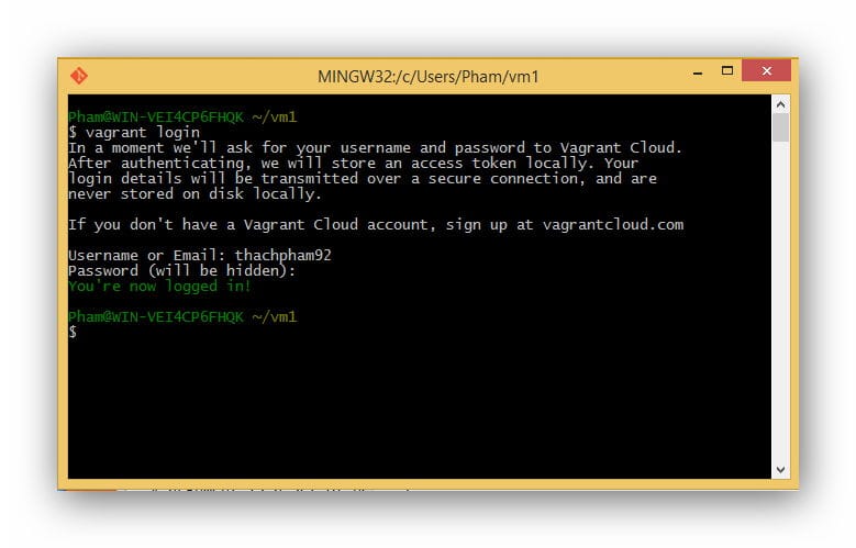 vagrant-login