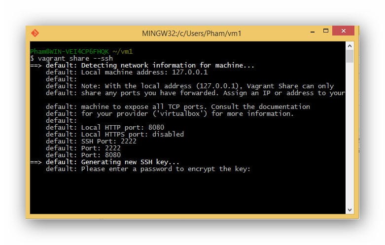 vagrant-share-ssh