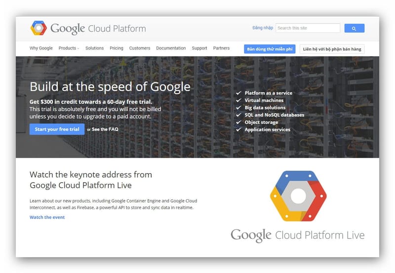 Thử nghiệm máy ảo của Google Cloud với $800 miễn phí