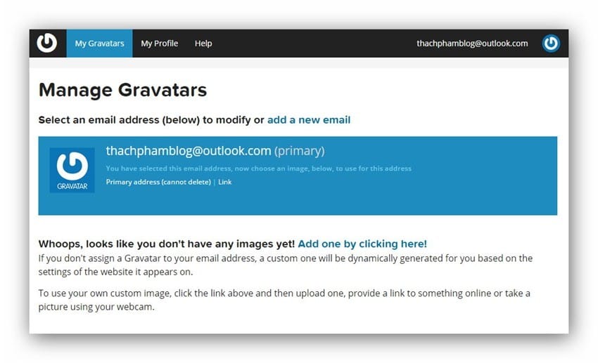 gravatar-dashboard