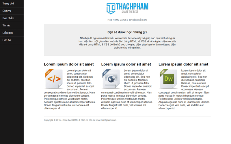[Học CSS] Thực hành tạo layout đơn giản