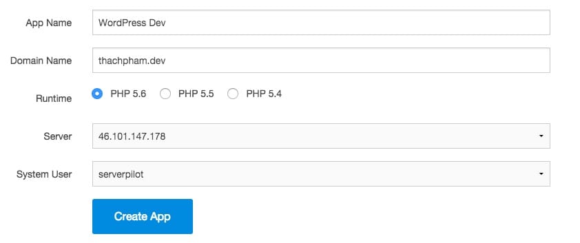 ServerPilot-CreateApp